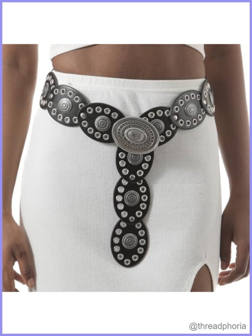 Boho Metal Concho Chain Belt Cowgirl Vintage for Dresses Jeans Concert